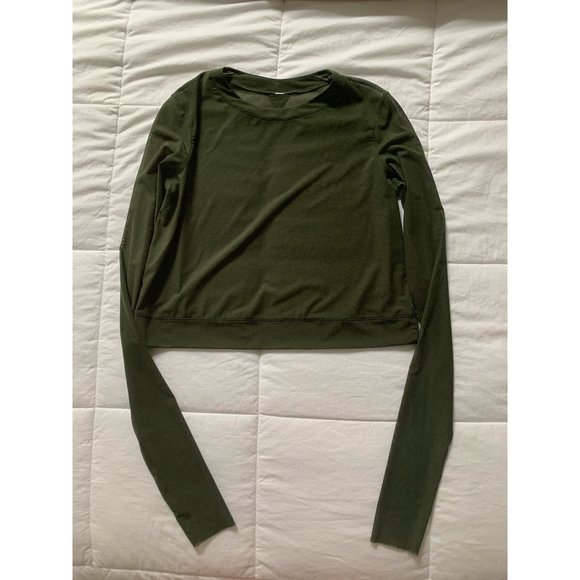 ALO Yoga Tops - Alo Army Green Sheer Long Sleeve